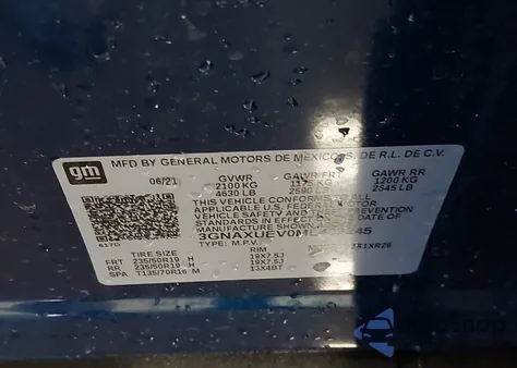 2021 Chevrolet Equinox Awd Lt from USA, damaged, VIN 3GNAXUEV0ML403245